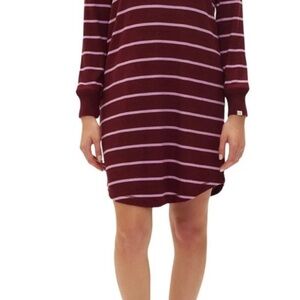 Gap Body Womens Henley Dorm Long-Sleeve Sleepshirt G1086XDLMA Red Striped